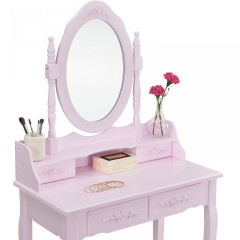 Originální vintage toaletní stůl se zrcadlem Mira | růžový č.3