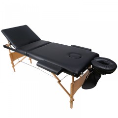 Skládací masážní lehátko dřevěné 180 x 60 cm, černé