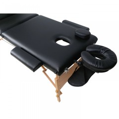 Skládací masážní lehátko dřevěné 180 x 60 cm, černé č.3