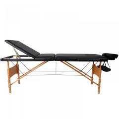 Skládací masážní lehátko dřevěné 180 x 60 cm, černé č.2