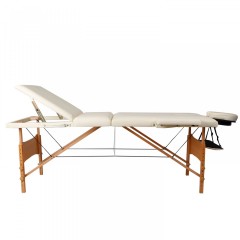 Skládací masážní lehátko dřevěné 180 x 60 cm, krémové č.2