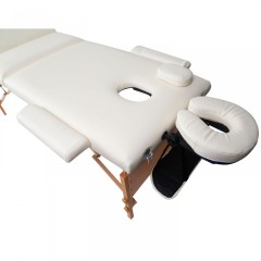 Skládací masážní lehátko dřevěné 180 x 60 cm, krémové č.3