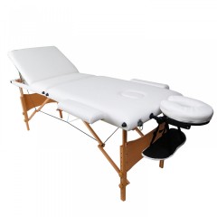 Skládací masážní lehátko dřevěné 180 x 60 cm, bílé č.1
