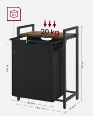 Koš na prádlo 65L 50 x 33 x 72 cm | černý/ hnědý č.3