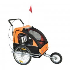 Přívěsný vozík za kolo pro 2 děti jogger 2v1 oranžovo-černý č.1