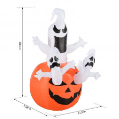 Nafukovací halloweenský dýňový duch s LED osvětlením | 120x120x180cm č.2