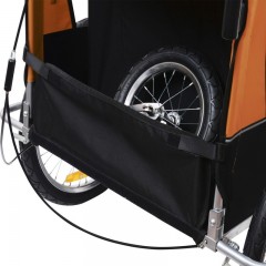 Přívěsný vozík za kolo pro 2 děti jogger 2v1 oranžovo-černý č.3