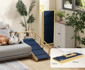 Skládací rampa pro psy s odnímatelným zábradlím | 85x40x78,5 cm č.3