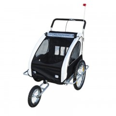 Přívěsný vozík za kolo pro 2 děti jogger 2v1 bílo-černý č.1