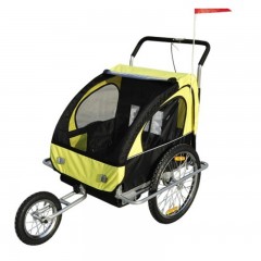 Přívěsný vozík za kolo pro 2 děti jogger 2v1 žluto-černý č.1