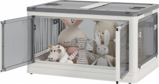 Skládací úložný box 67x47x38 cm | bílý+šedý