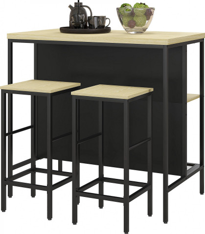 Barový set 3 ks stůl + 2 židle | dub č.2