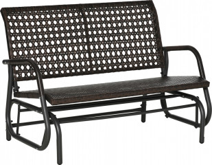 Polyratanová houpací lavice pro 2 osoby 70 x 120 x 84 cm | hnědá č.1