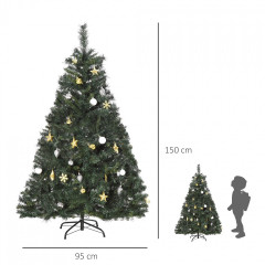 Umělý vánoční stromek s LED osvětlením a ozdobami Ø95 x 150 cm | zelený č.2