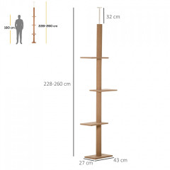 Škrabadlo pro kočky 43x27x228-260 cm | světle hnědé č.2