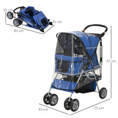 Kočárek pro psy 75x45x97 cm | modrý č.2