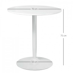 Kulatý kuchyňský stůl pro 2 osoby Ø70 x 75 cm | bílý č.3