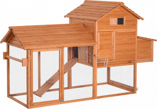 Pojízdný kurník na kolečkách s hnízdním boxem 213x91x122 cm | oranžový č.1