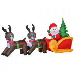 Nafukovací Santa Claus se sobím spřežením | 230x60x120 cm č.3