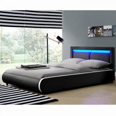Čalouněná postel Murcia s LED osvětlením 140 x 200 cm | černá č.1