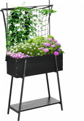 Vyvýšený záhon s mříží a policí 89x34x168 cm | černý č.1