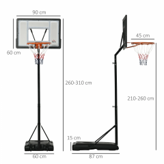 Basketbalový koš s nastavitelnou výškou | 260-310 cm č.3