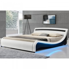Čalouněná postel Malaga s bočním LED osvětlením 180 x 200 cm | bílá č.1