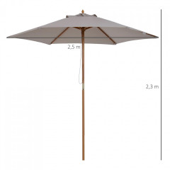 Zahradní slunečník Ø2,5 x 2,3 m | šedý č.2