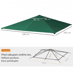 Náhradní polyesterová střecha na altán 180 g /m² 3x3 m | zelená č.2