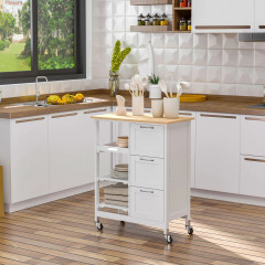 Servírovací vozík se 3 zásuvkami 67x37x85 cm | bílý č.2