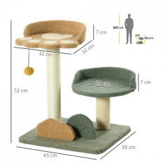 Škrabadlo pro kočky 52 cm | zelené + hnědé + béžové č.2