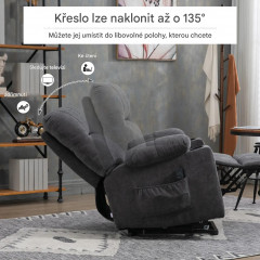 Elektrické polohovací křeslo 91x95x109 cm | tmavě šedé č.3