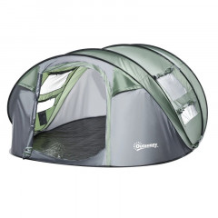 Kempinkový stan pro 4-5 osob 263,5x220x123 cm | zelený + šedý č.1