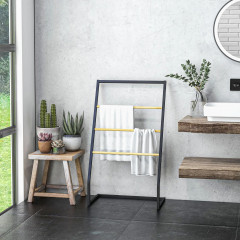 Věšák na ručníky se 3 držáky 60x35x102 cm | černý