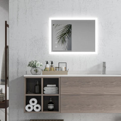 Koupelnové zrcadlo 70x50 cm | bílé + stříbrné č.1
