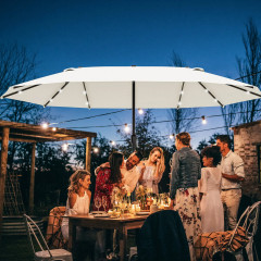 Dvojitý slunečník s LED 440 x 260 cm | krémově bílý č.1
