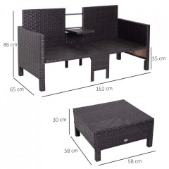 Zahradní polyratanový set se stolkem a 2 stoličkami Bethan | hnědý č.2