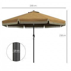 Zahradní slunečník s klikou a třásněmi Ø265 x 238 cm | khaki č.2