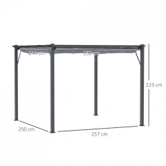 Zahradní hliníková pergola se zatahovací střechou 3 x 3 x 2,23 m | šedá č.2