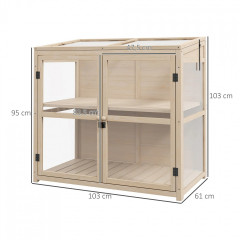 Dřevěný dvoupatrový skleník 103x61x103 cm | přírodní č.2