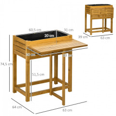 Vyvýšený záhon se skládací deskou 64 x 80 x 30 cm | hnědý č.2