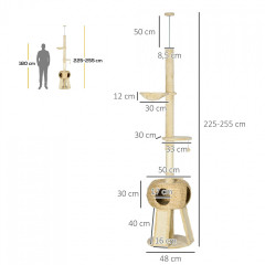Kočičí škrabadlo 225-255 cm | hnědé + béžové č.2