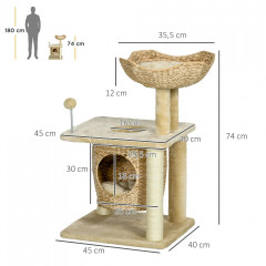 Malý kočičí strom s jeskyní 74 cm | béžový č.2