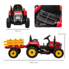 Dětský elektrický traktor na dálkové ovládání | červený č.2