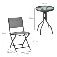 Zahradní bistro set pro 2 osoby | ocelově šedý č.2