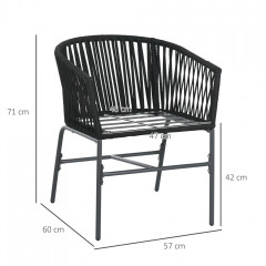 Zahradní židle s polštáři 2 ks 57 x 60 x 71 cm | černé č.2