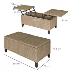 Polyratanový zahradní stůl 103x50x45,5 cm | khaki č.2