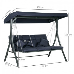 Houpačka pro 3 osoby 198 x 118 x 168 cm | tmavě modrá č.2
