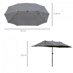 Dvojitý slunečník s LED 440 x 260 cm | tmavě šedý č.2
