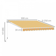Markýza s ruční klikou a skládacím ramenem 300x250 cm | žluto-béžová č.3